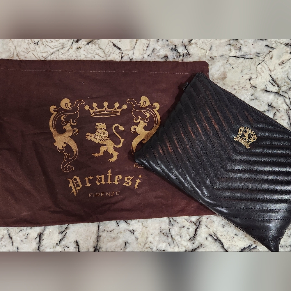 Pratesi French designer large clutch. Can be worn in a crossbody style